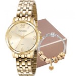 Ficha técnica e caractérísticas do produto Kit Relógio Mondaine Feminino Dourado 99358LPMKDE4K4 Analógico 5 Atm Cristal Mineral