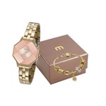 Ficha técnica e caractérísticas do produto Kit Relógio Mondaine Feminino Dourado 99261LMVDE2