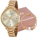 Ficha técnica e caractérísticas do produto Kit Relógio Mondaine Feminino Dourado com Pulseira 53670LPMVDE1K1