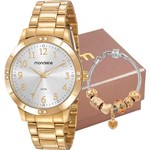 Ficha técnica e caractérísticas do produto Kit Relógio Mondaine Feminino Dourado com Pulseira 83468LPMVDE1K1 Analógico 5 Atm Cristal Mineral