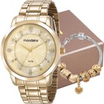 Ficha técnica e caractérísticas do produto Kit Relógio Mondaine Feminino Dourado com Pulseira 83429LPMVDE1K2