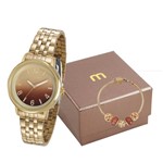 Ficha técnica e caractérísticas do produto Kit Relógio Mondaine Feminino Dourado + Pulseira 99307lpmgde1k1