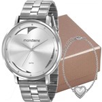 Kit Relógio Mondaine Feminino Prata com Pulseira 53748L0MKNE3K1