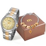 Ficha técnica e caractérísticas do produto Kit Relógio Mondaine Feminino Prata/Dourado 99270lpmkbek1