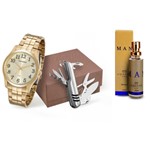 Kit Relógio Mondaine Masculino Dourado + Canivete 99192gpmvde2k1 + BRINDE