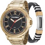 Ficha técnica e caractérísticas do produto Kit Relógio Mondaine Masculino Dourado com Pulseira 83440GPMVDE2KA