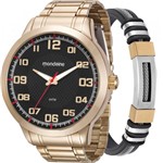 Kit Relógio Mondaine Masculino Dourado com Pulseira 99142GPMVDE3K1