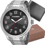 Kit Relógio Mondaine Masculino Prata com Carteira 83437G0MVNE1K