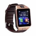 Ficha técnica e caractérísticas do produto Kit Relógio Smartwatch DZ09 + Fone Bluetooth - Original Touch Bluetooth Gear Chip - Dourada