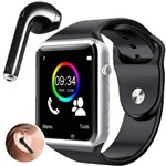 Ficha técnica e caractérísticas do produto Kit Smartwatch A1 + Fone de Ouvido Bluetooth I7 - Relógio Celular Inteligente Chip Android Ios (PRATA)