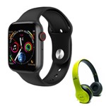 Ficha técnica e caractérísticas do produto Kit SmartWatch IWO 9 44mm Compatível Android e IOS Preto + Fone de Ouvido Sem Fio Bluetooth Dobrável P47 Verde