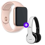 Ficha técnica e caractérísticas do produto Kit SmartWatch IWO8 44mm Compatível Android e IOS Dourado + Fone de Ouvido Sem Fio Bluetooth Dobrável P47 Branco - Fone Bluetooth