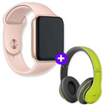 Ficha técnica e caractérísticas do produto Kit SmartWatch IWO8 44mm Compatível Android e IOS Dourado + Fone de Ouvido Sem Fio Bluetooth Dobrável P47 Verde - Fone Bluetooth