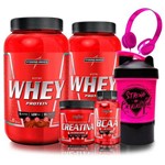 Kit 2x Whey 900g Baunilha + Bcaa + Creatina + Coqueteleira+ Dextrozz