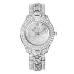 Ficha técnica e caractérísticas do produto FLY Ladies Luxurious brilhante Fully-jóias numerais romanos ponteiro de aço pulseira de relógio de quartzo