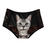 Ficha técnica e caractérísticas do produto Lady Cueca Mulheres dos desenhos animados 4D Impressão Gato Lace Triângulo Cueca médio sexy Briefs cintura