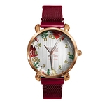 Ficha técnica e caractérísticas do produto Lady Feliz Natal Quartz Relógio Feliz Ano Novo Plantas Alloy Banda analógico relógio de pulso