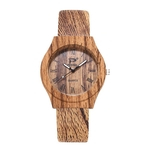 Ficha técnica e caractérísticas do produto Lady numerais romanos quartzo relógio retro Veio de Madeira PU Leather Strap relógio de pulso Analógico (quente)