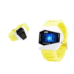 Ficha técnica e caractérísticas do produto LanLan Sport Estilo Stealth Fighter à prova de água Relógios de pulso Luz colorida Digital com militar Cool Display LED Pulseira de silicone Relógios amarelo