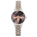 Ficha técnica e caractérísticas do produto LAR Feminino relógio de quartzo com diamantes Aço Decor inoxidável Strap Little Bee Daisy mostrador do relógio