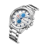Ficha técnica e caractérísticas do produto LAR Homens relógio de quartzo 3 sub-dial cronógrafo 24 horas de aço inoxidável relógio de pulso masculino de negócios