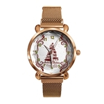Ficha técnica e caractérísticas do produto LAR Lady Feliz Natal Quartz Relógio X-mas Tree Moda liga de malha de banda analógico relógio de pulso