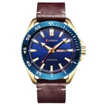 Ficha técnica e caractérísticas do produto LAR Men Quartz Watch Waterproof Week Date Display Relógio de pulso de negócios com pulseira de couro
