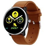Ficha técnica e caractérísticas do produto Leather Strap relógio inteligente de Fitness relógio inteligente contagem de passos cor da tela do relógio