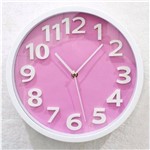 Ficha técnica e caractérísticas do produto Lindo Relógio de Parede Rosa Redondo Quarto de Menina Número Grande