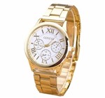 Ficha técnica e caractérísticas do produto Lindo Relógio Feminino Dourado Luxo Casual Geneva Elegante