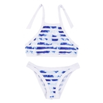 Ficha técnica e caractérísticas do produto Listra azul branca inferior do Hot Bikini Mulheres Set Beach Swimwears Swimsuit
