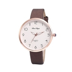 Ficha técnica e caractérísticas do produto Lady Simple Quartz Watch Big Round Dial PU Leather Thin Strap Analog Wristwatch