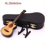 Ficha técnica e caractérísticas do produto Mini Faltando Ângulo Folk Guitar Modelo em miniatura de madeira Mini Musical Instrumento de Coleta Modelo com Stand Case