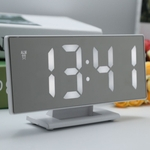 Ficha técnica e caractérísticas do produto Loskii Despertador Digital Mutifunction LED de Carregamento USB Espelho de Alarme Home Decor Relógio de Mesa
