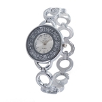 Ficha técnica e caractérísticas do produto Luxo Dial Ladies metal Quartz Rodada Com Diamante Pulseira Women Watch