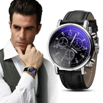 Ficha técnica e caractérísticas do produto Luxo Moda Crocodile Faux Leather Mens Analog Watch Rel¨®gios Novo