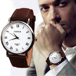 Ficha técnica e caractérísticas do produto Luxo Moda Faux Leather Mens Analog Watch Rel¨®gios Brown Strap Nova