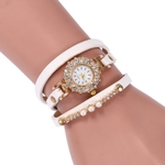 Ficha técnica e caractérísticas do produto Luxo PU Leather Rhinestone Mulheres moda pulseira rel¨®gio Quartz Assista