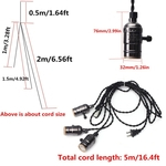 Ficha técnica e caractérísticas do produto (Marca: KINGSO) 3 cabeças E26 / E27 Soquetes de lâmpadas industriais Edison do vintage que penduram o kit de cabo de luz pendente com interruptores