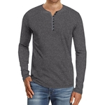 Ficha técnica e caractérísticas do produto Masculino-breasted única cor V-neck Sólidos parte superior da camisa mangas compridas Pullover base shirt Magro Blusa