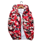 Ficha técnica e caractérísticas do produto Masculino Feminino Adolescente Casal Primavera Outono capuz Zipper Jacket fina camada de mangas compridas Borboleta Flor Camuflagem