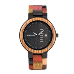 Ficha técnica e caractérísticas do produto HUN Masculino relógio de quartzo de madeira colorido com calendário Pastorale Estilo Relógio de pulso Ornamento do presente