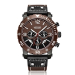 Ficha técnica e caractérísticas do produto MEGIR Men # 039; s esportes relógio Quartz Relógios Calendário Waterproof Couro Strap 2084G