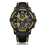 Ficha técnica e caractérísticas do produto MEGIR Men # 039; s esportes relógio Quartz Relógios Calendário Waterproof Silicone Strap 2097G