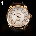 Ficha técnica e caractérísticas do produto Men Fashion Business Rose Gold Case Big Round Dial Casual Quartz Wrist Watch