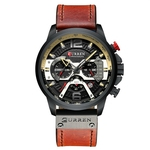 Mens Watch Business Chronograph Relógio de quartzo Couro de luxo