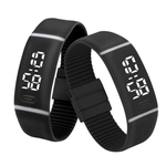 Ficha técnica e caractérísticas do produto Mens Womens Rubber LED Watch Data Sports Pulseira Digital rel¨®gio de pulso BK