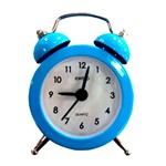 Ficha técnica e caractérísticas do produto Mini Relógio Despertador Retrô Azul - Versare Anos Dourados