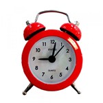 Ficha técnica e caractérísticas do produto Mini Relógio Despertador Retrô Vermelho - Versare Anos Dourados