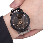 Ficha técnica e caractérísticas do produto Moda amantes quartzo relógio com pulseira de aço elegante relógio de pulso Ornamento do presente
